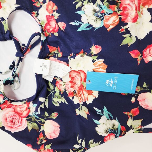 Cupshe Womens Floral Print One-Piece Swimsuit With Strappy Back Design  SIZE M - Picture 12 of 12